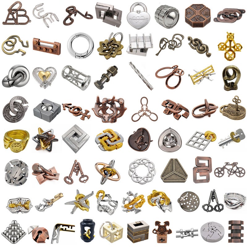 Puzzle Zinc Alloy Intelligence Release Suit Nine Chain Unlock Press Educational Toy Luban Lock Magic Kongming Lock - Image 1